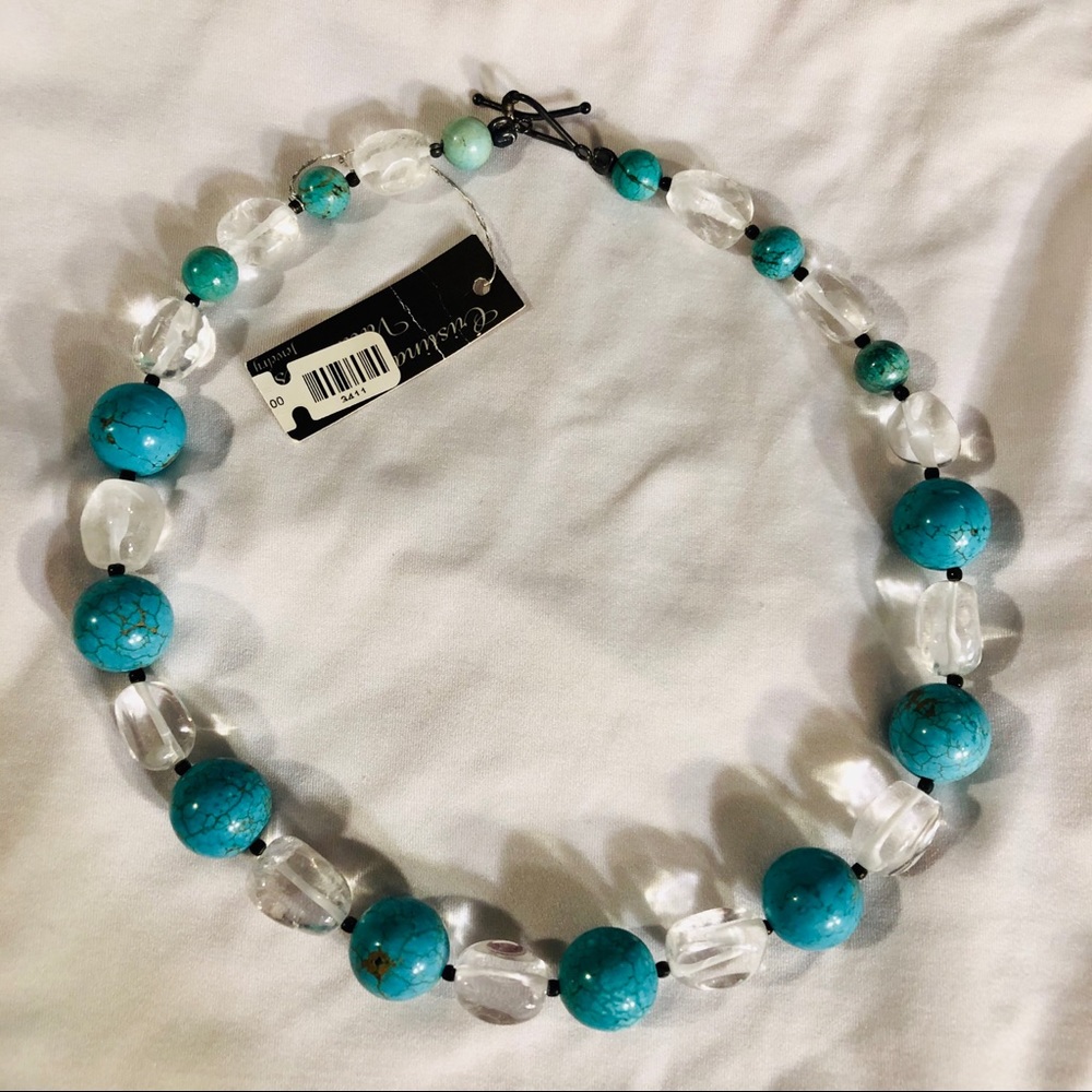 Handmade Turquoise - crystal necklace 18.5”